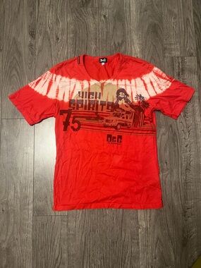 D&G Red Graphic Tee with White Tag Detail